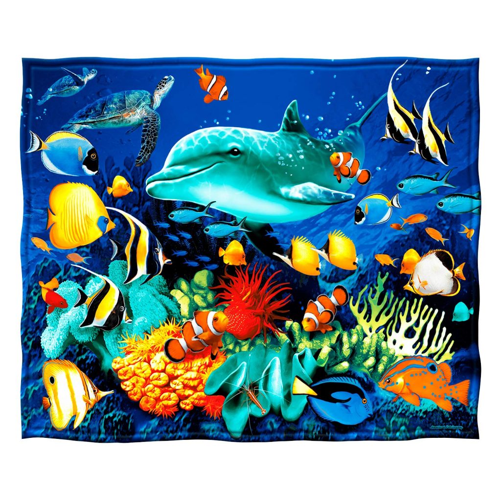 Dolphin Reef Fleece Throw Blanket